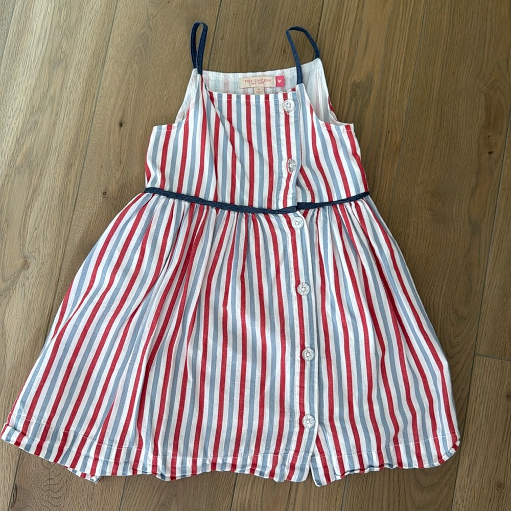 Pink Chicken red/blue striped dress